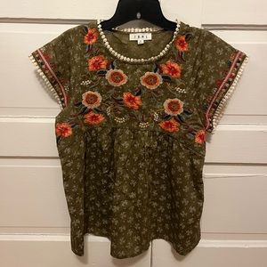 THML embroidered floral top